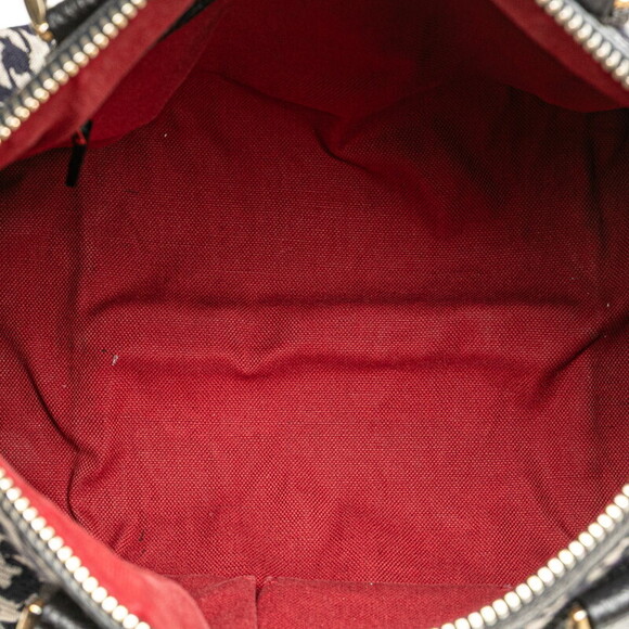 Gucci Black Leather Canvas Blue Shoulder Navy Bag Sherry - Picture 7 of 9